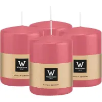Wiedemann Cilinderkaars/stompkaars - 4x - roze - 6 x 8 cm - 29 branduren - zuilkaarsen