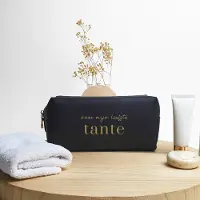 Bagbase Toiletzak met naam - Liefste tante - Zwart - Cadeau tante - Cadeau - Toilettas