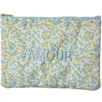 Clayre & Eef Toilettas Dames 22x1x16 cm Wit Blauw Synthetisch Bloemen