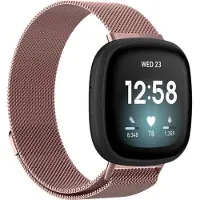 Strap-it Luxe Milanese band - Milanees bandje geschikt voor Fitbit Versa 3 / Fitbit Sense - roze - Maat: Maat S
