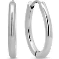 CO88 Collection - 8CE-70572 - Stalen Oorringen - Oorbellen - Ovaal - 18x20mm - Zilverkleurig