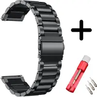 Strap-it bandje staal zwart + toolkit - geschikt voor Xiaomi Amazfit GTR 47mm / Amazfit GTR 2 / GTR 3 / GTR 3 Pro / GTR 4