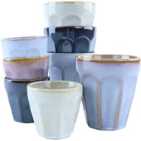 OTIX Koffiekopjes - 8 Stuks - 90ml - 200ml - Zonder Oor - Koffietassen - Porselein - Hittebestendig - FELCE