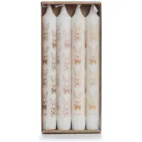 Rustik Lys dinerkaarsen van Stearine met bunny print set van 4 Brandtijd 7 uur Ø 2,2x19 cm