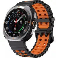 Strap-it Sport siliconen Wave bandje - geschikt voor de Samsung Galaxy Watch Ultra 2 (2026) / Ultra (2024/2025) - zwart/oranje