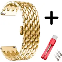Strap-it stalen draak bandje goud + toolkit - geschikt voor Xiaomi Amazfit GTS / GTS 2 / GTS 3 / GTS 4 / Bip / Bip Lite / Bip S / Bip U Pro
