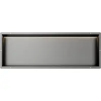 Guido Gusto Gun Metal RVS Inbouwnis 30x90x7cm met tegelflens en RGB verlichting