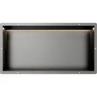 Guido Gusto Gun Metal RVS Inbouwnis 30x60x10cm met tegelflens en RGB verlichting