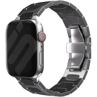 Strap-it Bullet titanium band - ultra licht smartwatch bandje - geschikt voor Apple Watch series 1/2/3/4/5/6/8/9/10/11/SE(2-3)/Ultra(2-3) - grote maten - 44mm / 45mm / 46mm / 49mm - grafiet