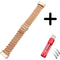 Strap-it Geschikt voor Fitbit Charge 5 / Fitbit Charge 6 bandje staal rosé goud draak + toolkit