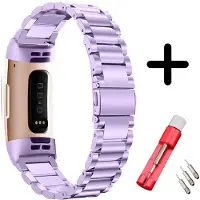Strap-it Bandje staal paars + toolkit geschikt voor Fitbit Charge 3 / 4