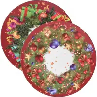 Home & Styling Kerst onderbord - Ø33 cm - Set van 2 stuks - Rood