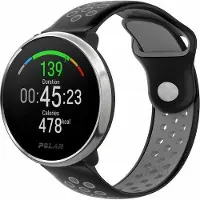 Strap-it Ademend siliconen sport bandje - geschikt voor Polar Unite / Ignite / Ignite 2 / Ignite 3 / Pacer - zwart/grijs