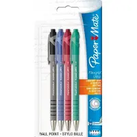 Paper Mate Blister de 4 stylos à bille rétractables FlexGrip Ultra Couleurs assorties