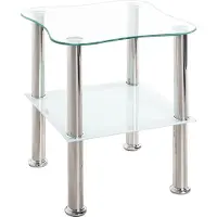 Haku Bijzettafel met metalen frame en glazen legplanken | 10 kg draagvermogen