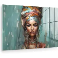 MuchoWow Glasschilderij 180x120 cm - Schilderij acrylglas - Vrouw - Kunst - Sieraden - Portret - Foto op glas - Muurdecoratie woonkamer - Wanddecoratie slaapkamer - Schilderijen
