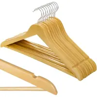 Ruhhy Houten Kledinghangers - Set van 10, Ergonomisch en Duurzaam, Perfect voor Uw Garderobe