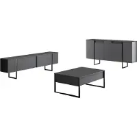 Kalune Design Dressoir Gizli | spaanplaat zwart 160x80x35 cm dressoirs | NADUVI