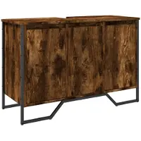 vidaXL Wastafelkast 91x35x60 cm bewerkt hout gerookt eikenkleurig