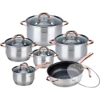 King Hoff 1766 - 12 delige pannenset - kookpannen - 16-16-18-20-24-24 cm - met deksel
