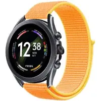 Strap-it Nylon smartwatch bandje - geschikt voor Fossil Gen 6 44mm / Gen 5 / Gen 5e 44mm - lichtgeel