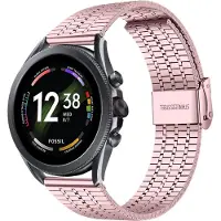 Strap-it Luxe stalen RVS bandje - geschikt voor Fossil Gen 6 44mm / Gen 5 / Gen 5e 44mm - rosé pink