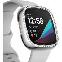 Strap-it Diamond PC Hard Case – Geschikt voor Fitbit Sense – Zilver – Hoesje – Beschermhoes – Protector – Bescherming
