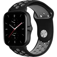 Strap-it Sport siliconen bandje - geschikt voor Xiaomi Amazfit Bip / Bip S / Bip Lite / Bip U Pro / Bip 3 / GTS 1-2-3-4 - MIni / Amazfit GTR 42mm - zwart/grijs