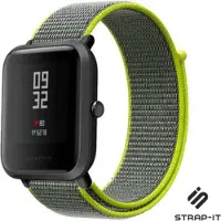 Strap-it Nylon bandje geschikt voor Xiaomi Amazfit Bip / GTS / GTS 2 / GTS 3 / GTS 4 - Mini / Bip Lite / Bip U / Bip U Pro - Fluoriserend