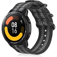 Strap-it Nylon gesp bandje - geschikt voor Xiaomi Watch S1 (Active/Pro) / Watch 2 Pro / Watch S3 / Mi Watch / Amazfit Balance / Bip 5 - zwart/grijs