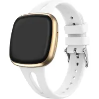 Strap-it Luxe siliconen bandje - geschikt voor Fitbit Versa 3 / Versa 4 / Sense / Sense 2- wit - Maat: Maat S