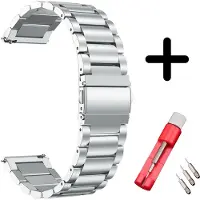 Strap-it bandje staal zilver + toolkit - geschikt voor Huawei Watch GT / GT 2 / GT 3 / GT 3 Pro 46mm / GT 4 46mm / GT 5 & 5 Pro (46mm) / GT 2 Pro / GT Runner / Watch 3 / Watch 3 Pro