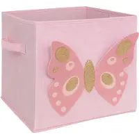 Atmosphera Vlinder Opvouwbare Mand - Opberger - 29x29x29cm - Roze