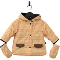 Ducksday - winterjas voor baby - waterdicht - lightgewicht - fleece - afneembare wantjes - peuter - unisex - Oker geel - Donkerbruin - Dusk - maat 80
