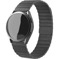 Strap-it Magnetisch leren loop bandje - geschikt voor Samsung Galaxy Watch Active / Active2 40 & 44mm / Galaxy Watch 3 41mm / Galaxy Watch 1 42mm / Gear Sport - grijs