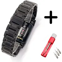 Strap-it Geschikt voor Fitbit Charge 5 / Fitbit Charge 6 bandje metaal zwart schakels + toolkit