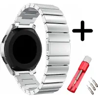 Strap-it bandje metaal zilver + toolkit - geschikt voor Huawei Watch GT / GT 2 / GT 3 / GT 3 Pro 46mm / GT 4 46mm / GT 5 & 5 Pro (46mm) / GT Runner / GT 2 Pro / Watch 3 / Watch 3 Pro