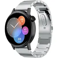 Strap-it Metalen bandje geschikt voor Huawei Watch GT / GT 2 42mm / Huawei Watch GT 3 42mm / Huawei Watch GT 3 Pro 43mm bandje staal - Stalen bandje RVS metaal schakels - Schakelbandje quick-release - Zilver