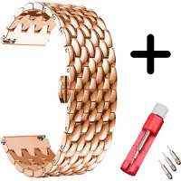 Strap-it stalen draak bandje - geschikt voor Huawei Watch GT 1/2/3 46mm / GT 5 & 5 Pro (46mm) / GT 2 Pro / GT Runner / Watch 3 / Watch 3 Pro - rosé goud + inkort toolkit