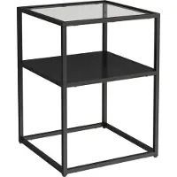 En.casa Bijzettafel Solund 40x40x55 staal en glas zwart mat