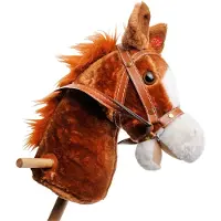 Playwood - Stokpaard bruin met geluid - bont