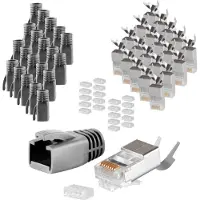 S-Conn RJ45 krimp connectoren | 3-delig | STP | CAT6/6a/7 | vaste/flexibele aders | 20 stuks | zwart