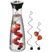 WMF Waterkaraf 1l Glazen karaf 3tlg. karaf met fruitspuug Basis kanteldeksel, Serveercontainers, Transparant