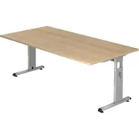 Hjh OFFICE PRO MEGA 2E S - 200 x 100 Eiken/Zilver Tafelhoogte I In hoogte verstelbaar