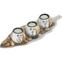 Relaxdays waxinelichthouder set - 3 ronde theelichthouders met schaal - tafeldecoratie