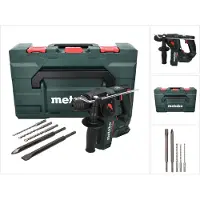 Metabo Boormachine + slagboor, BH 18 LTX BL 16 Akku Bohrhammer 18 V 1,3 J SDS plus Brushless + 5 tlg. Bohrer und Meißel Set (Oplaadbare batterij)