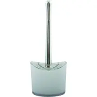 Spirella MSV Toiletborstel in houder/wc-borstel Aveiro - PS kunststof/rvs - wit/zilver - 37 x 14 cm - Toiletborstels