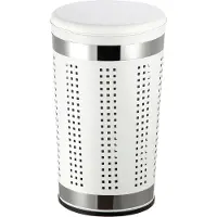 Spirella MSV Wasmand Dubai- rvs metaal - witte deksel - 46 liter compartiment - 35 x 60 cm - Wasmanden