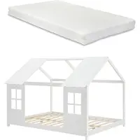 En.casa Kinderbed Tostedt huisbed met matras wit 120x200 cm []