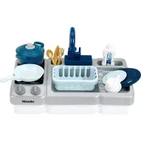 Klein Toys Miele speelgoed spoelbak met waterfunctie en kookplaat - blauw grijs